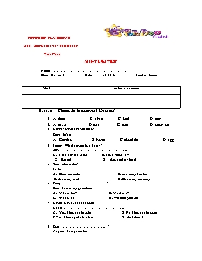 Đề kiểm tra giữa học kì I Tiếng anh lớp 8 - Năm học 2016-2017